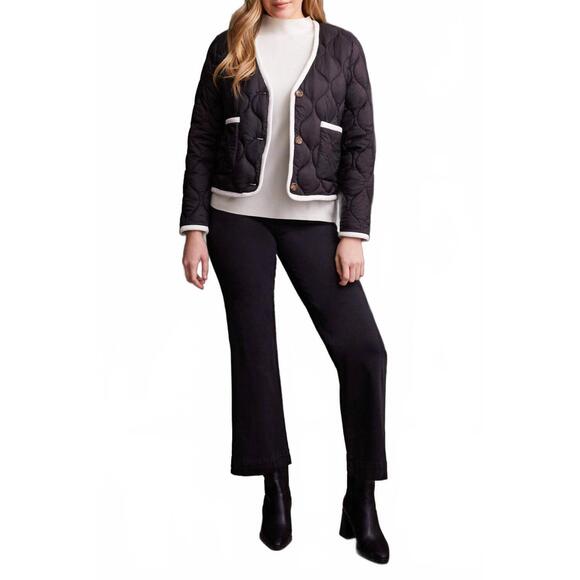 NEW TRIBAL long sleeve button front puffer jacket in black - Picture 4 of 5